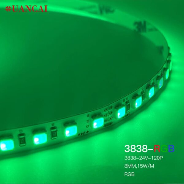 SMD 3838 chip 120leds 24v 8mm RGB Green Color led strips