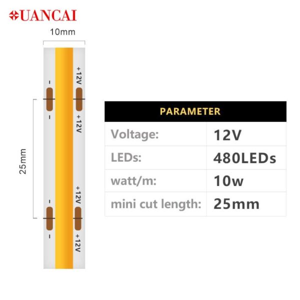 Cob Led 12V-480LED-10mm Strip lights