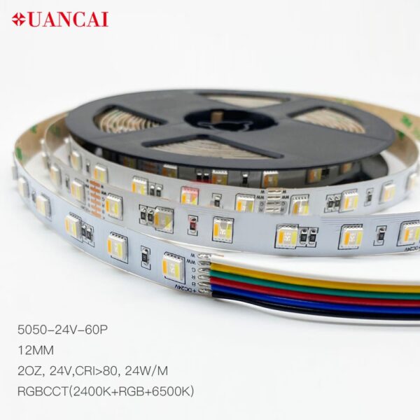 SMD 5050 60leds 24v 12mm RGB addressable LED strip lights CCT