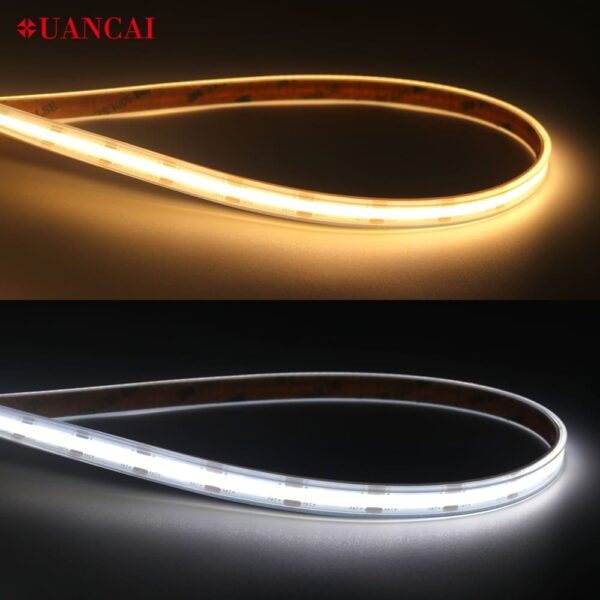 Waterproof IP65 10mm Tunable cob led strip Silicone Extrusion warm white and cool white